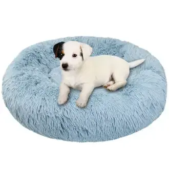 PetAmi PetAmi Fluffy Calming Donut Cat Bed Dusty Blue- small 23inch