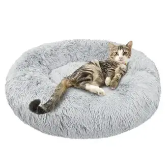PetAmi PetAmi Fluffy Calming Donut Cat Bed Gray- small 23inch