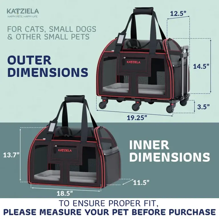 Katziela Katziela Luxury Lorry Cat Carrier - Black with Red