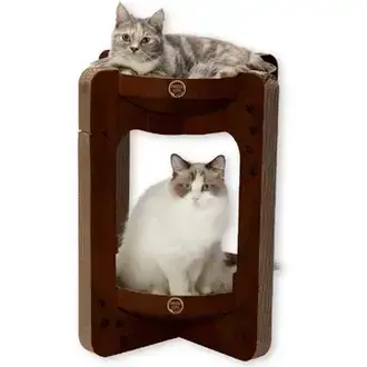 Necoichi Cozy Cat Scratcher Tower - Dark Cherry