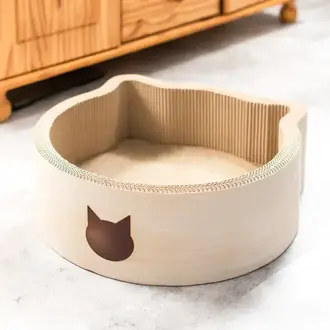 Necoichi Cat-Headed Scratcher Bed - Birch