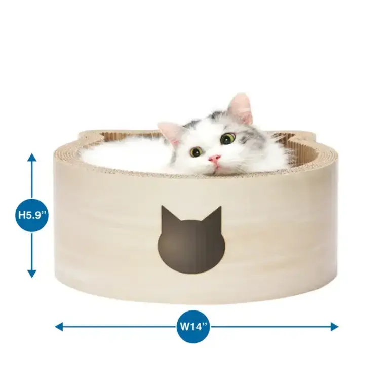 Necoichi Cat-Headed Scratcher Bed - Birch