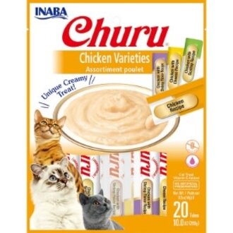 Inaba Inaba Churu Puree Treats Chicken Variety Bag 20-Pack .5oz