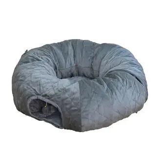 PetPals Group PetPals Catry Khione Cat Tunnel - Quilted Velvet 3-Piece Medium Gray