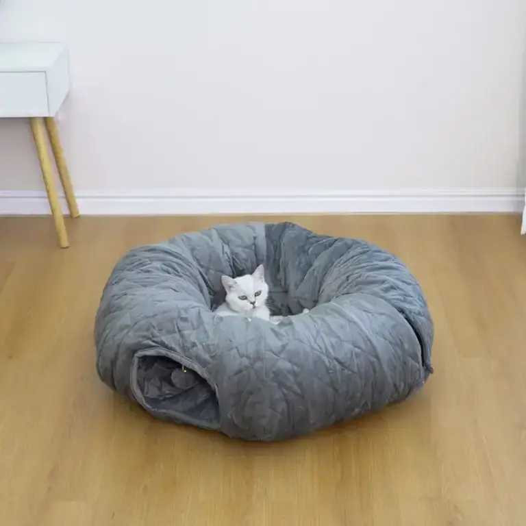 PetPals Group PetPals Catry Khione Cat Tunnel - Quilted Velvet 3-Piece Medium Gray