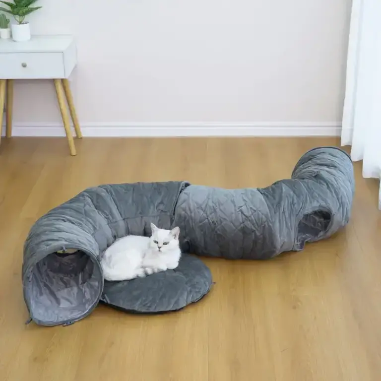 PetPals Group PetPals Catry Khione Cat Tunnel - Quilted Velvet 3-Piece Medium Gray