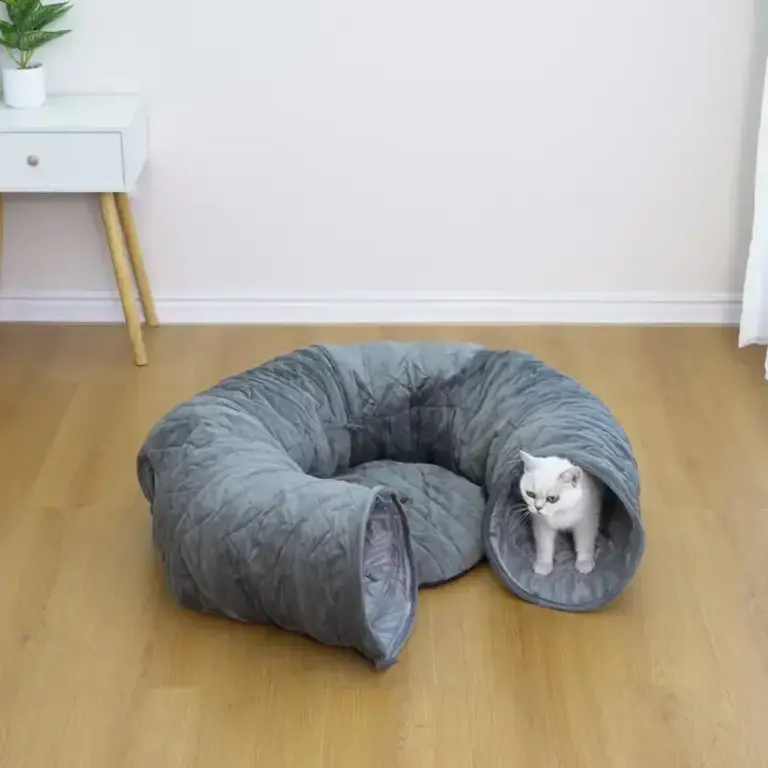 PetPals Group PetPals Catry Khione Cat Tunnel - Quilted Velvet 3-Piece Medium Gray