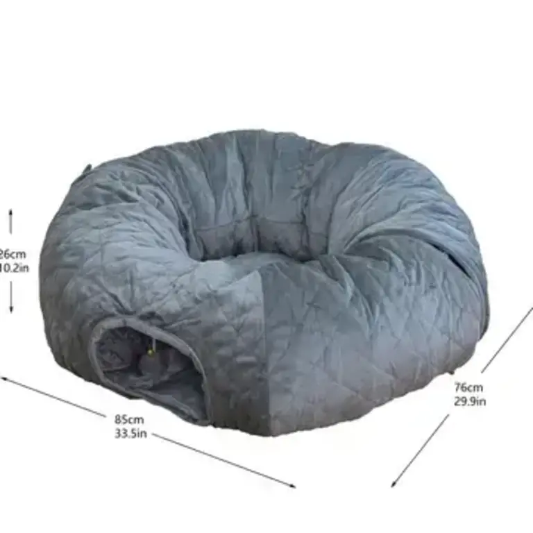 PetPals Group PetPals Catry Khione Cat Tunnel - Quilted Velvet 3-Piece Medium Gray