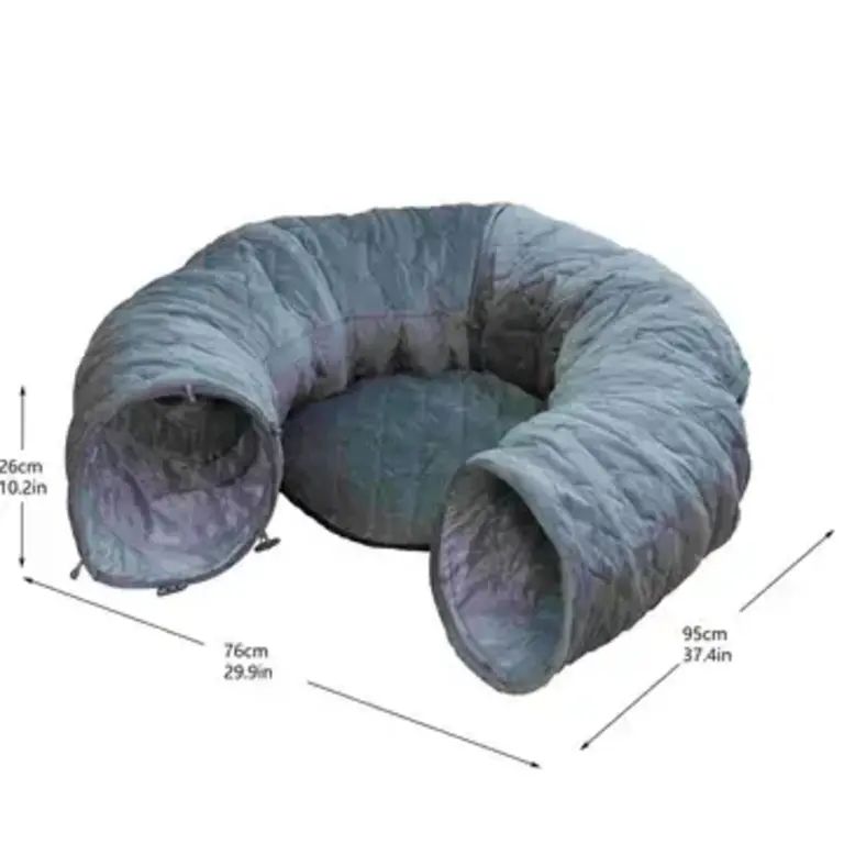 PetPals Group PetPals Catry Khione Cat Tunnel - Quilted Velvet 3-Piece Medium Gray