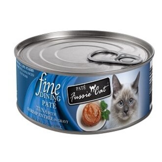 Fussie Cat Fussie Cat Fine Dining Pate Tuna with Shrimp Entree in Gravy 2.82 oz.