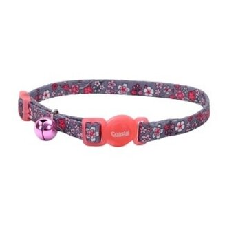 Coastal Coastal Breakaway Cat Collar 8-12inches Gray Pink Flowers