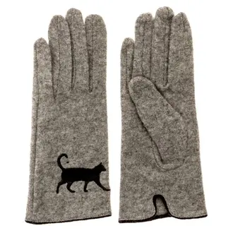 Triple T Studios Cat Ladies Gray Wool Gloves - Medium