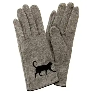 Triple T Studios Cat Ladies Gray Wool Gloves - Large