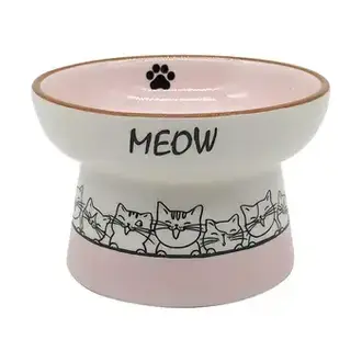 Blue Sky Clayworks Cozy Cat Pals Meow Pedestal Cat Bowl