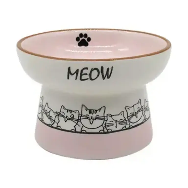 Blue Sky Clayworks Cozy Cat Pals Meow Pedestal Cat Bowl