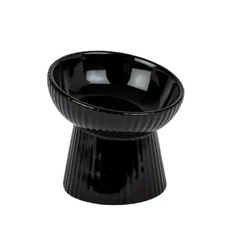 Park Life Designs Fluted Tilt Ceramic Cat Dish - Black