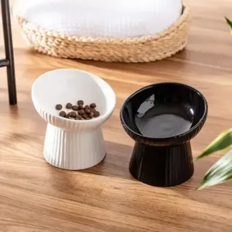 Park Life Designs Fluted Tilt Ceramic Cat Dish - Black
