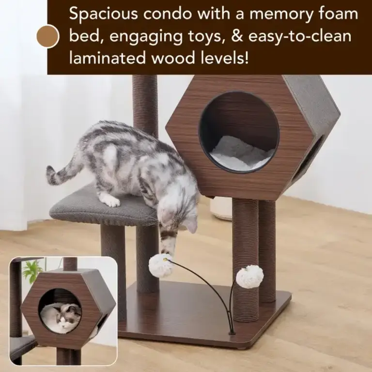 PetPals Group Petpals Wagon 5-Level 37" Mid-Century Modern Cat Tree