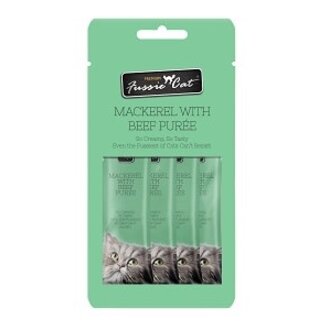 Fussie Cat Fussie Cat Puree Treat Mackerel with Beef 4-Pack 0.5 oz