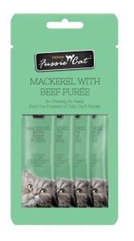 Fussie Cat Fussie Cat Puree Treat Mackerel with Beef 4-Pack 0.5 oz