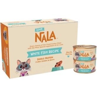 Love Nala Love Nala Flaked White Fish in Broth Single Ingredient Adult Grain-Free Wet Cat Food 2.8oz