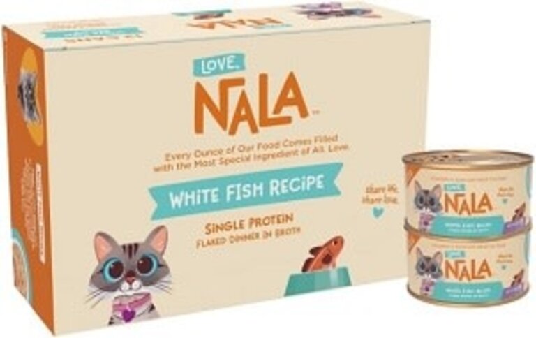 Love Nala Love Nala Flaked White Fish in Broth Single Ingredient Adult Grain-Free Wet Cat Food 2.8oz