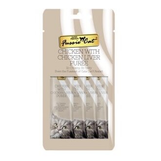 Fussie Cat Fussie Cat Super Premium Puree Treat Chicken with Chicken Liver 4-Pack 0.5 oz