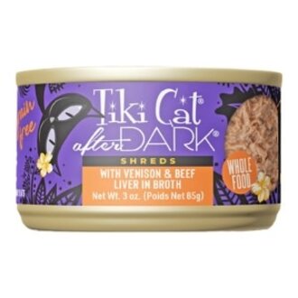 Tiki Cat Tiki Cat After Dark Venison and Beef Liver Broth Shreds Canned Cat Food 3oz