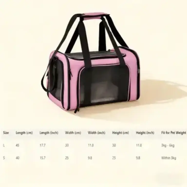 PawPaw Expandable Foldable Pet Carrier - Pink - Large - 45x30x30