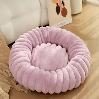 PawPaw High Density Faux Fur Round Cat Bed - Pink - Size 40