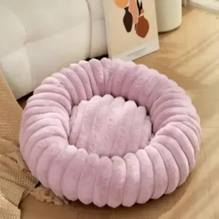 PawPaw High Density Faux Fur Round Cat Bed - Pink - Size 40