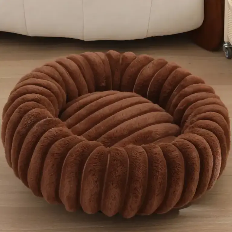 PawPaw High Density Faux Fur Round Cat Bed - Coffee - Size 40