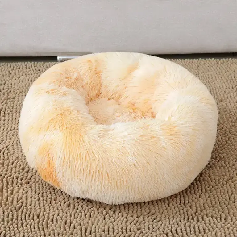 PawPaw Round Plush Pet Bed - Yellow - Size 15.75