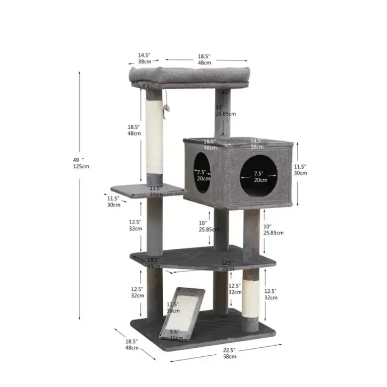 PetPals Group Catry Yara 5 Level Large Cat Tree with Linene Condo