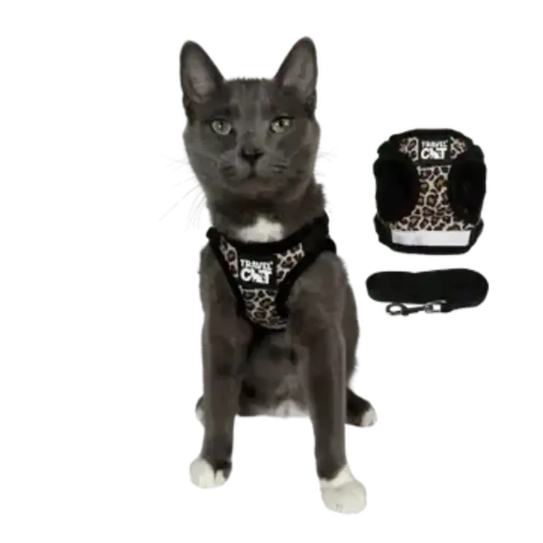 Travel Cat Travel Cat Cat Harness and Leash Set - Cheetah - Small