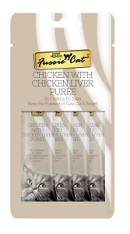 Fussie Cat Fussie Cat Super Premium Puree Treat Chicken with Chicken Liver 4-Pack 0.5 oz