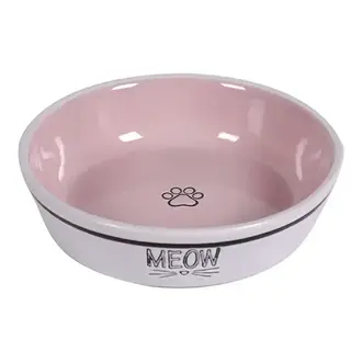 Blue Sky Clayworks Trenton Meow Cat Bowl Pink