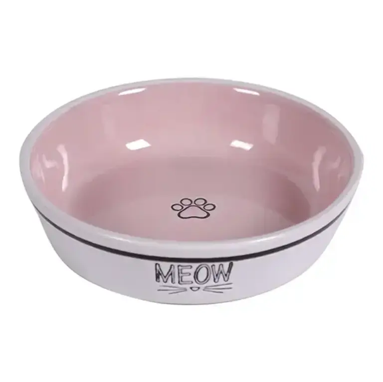 Blue Sky Clayworks Trenton Meow Cat Bowl Pink