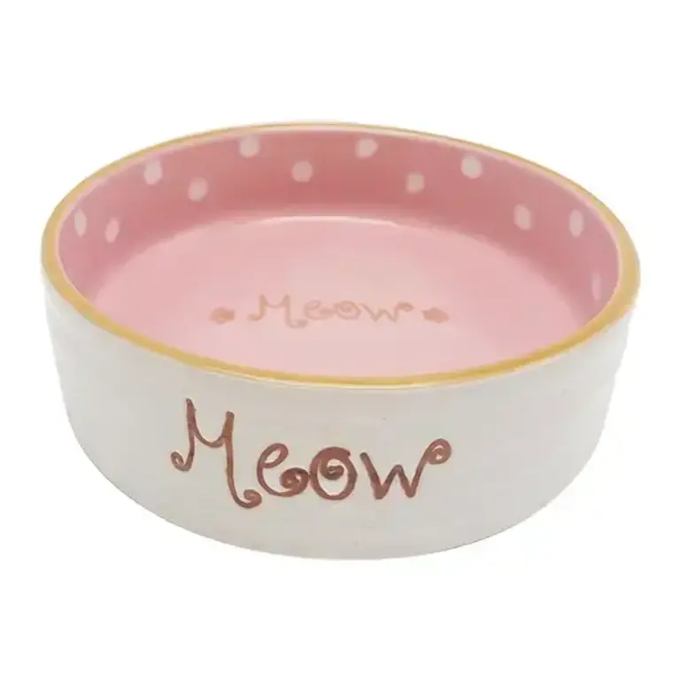 Blue Sky Clayworks Marvin Meow Cat Pet Bowl Pink