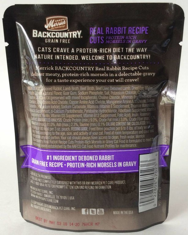 Merrick Merrick Backcountry Real Rabbit Recipe Cuts Grain-Free Cat Food Pouches