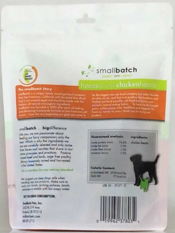 Small Batch Small Batch Chicken Hearts Freeze Dried Cat Treat, 3.5 oz