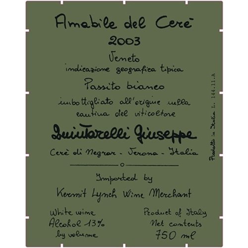 Wine GIUSEPPE QUINTARELLI PASSITO BIANCO AMABILE DEL CERE ’BANDITO' 2003 375ML