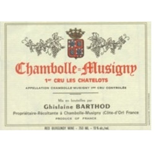 Wine GHISLAINE BARTHOD CHAMBOLLE-MUSIGNY 'LES CHATELOTS' 1ER CRU 2013 Wine GHISLAINE BARTHOD CHAMBOLLE-MUSIGNY 'LES CHATELOTS' 1ER CRU 2013