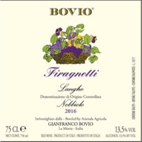Wine BOVIO LANGHE NEBBIOLO FIRAGNETTI 2017 Wine BOVIO LANGHE NEBBIOLO FIRAGNETTI 2017