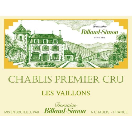 Wine BILLAUD SIMON CHABLIS PREMIER CRU ‘LES VAILLONS’ 2016 Wine BILLAUD SIMON CHABLIS PREMIER CRU ‘LES VAILLONS’ 2016