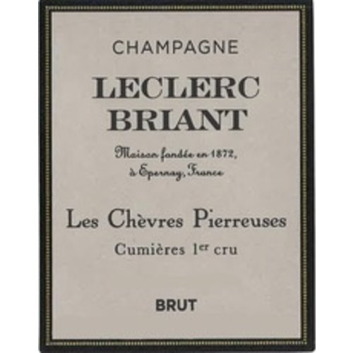 Sparkling LECLERC BRIANT BRUT CUMIERES 1ER CRU ’LES CHEVRES PIERREUSES’ CHAMPAGNE NV Sparkling LECLERC BRIANT BRUT CUMIERES 1ER CRU ’LES CHEVRES PIERREUSES’ CHAMPAGNE NV