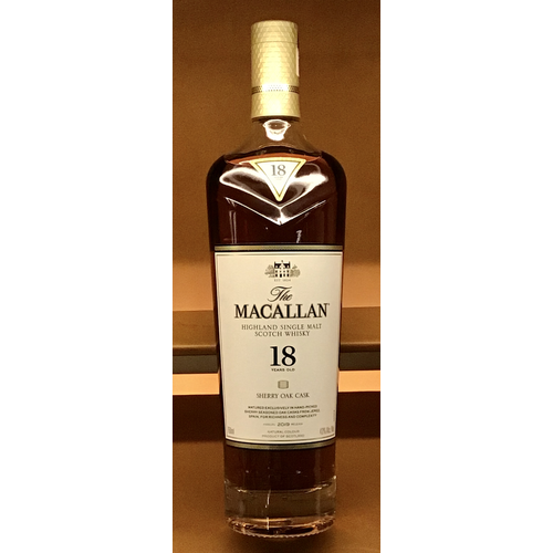 Spirits MACALLAN SHERRY OAK CASK 18 YEAR OLD SCOTCH Spirits MACALLAN SHERRY OAK CASK 18 YEAR OLD SCOTCH