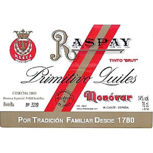 Wine PRIMITIVO QUILES RASPAY TINTO 2008 Wine PRIMITIVO QUILES RASPAY TINTO 2008
