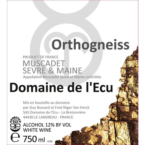 Wine DOMAINE DE L'ECU MUSCADET DE SEVRE ET MAINE 'ORTHOGNEISS' 2016 Wine DOMAINE DE L'ECU MUSCADET DE SEVRE ET MAINE 'ORTHOGNEISS' 2016