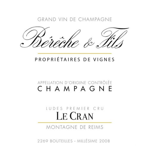 Wine BERECHE ET FILS BRUT “LE CRAN” 1ER CRU CHAMPAGNE 2010 Wine BERECHE ET FILS BRUT “LE CRAN” 1ER CRU CHAMPAGNE 2010